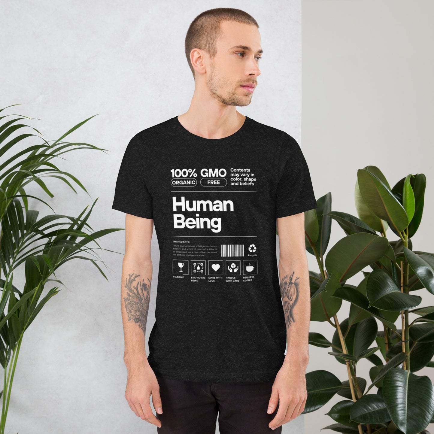 Unisex t-shirt Human Being White text