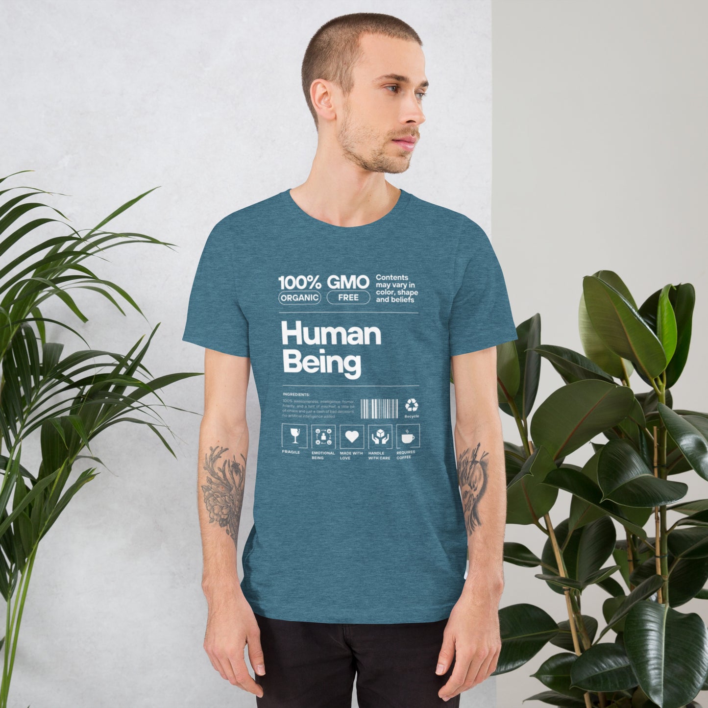 Unisex t-shirt Human Being White text