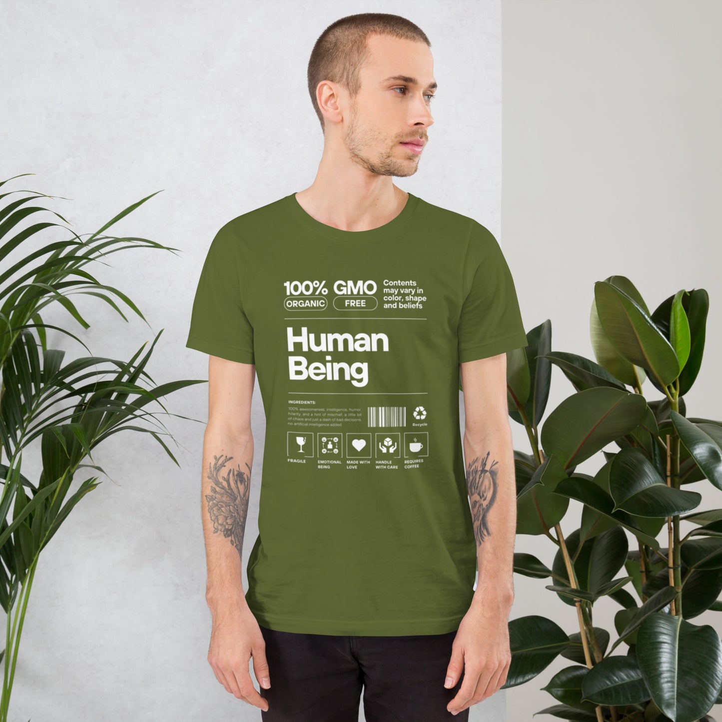 Unisex t-shirt Human Being White text