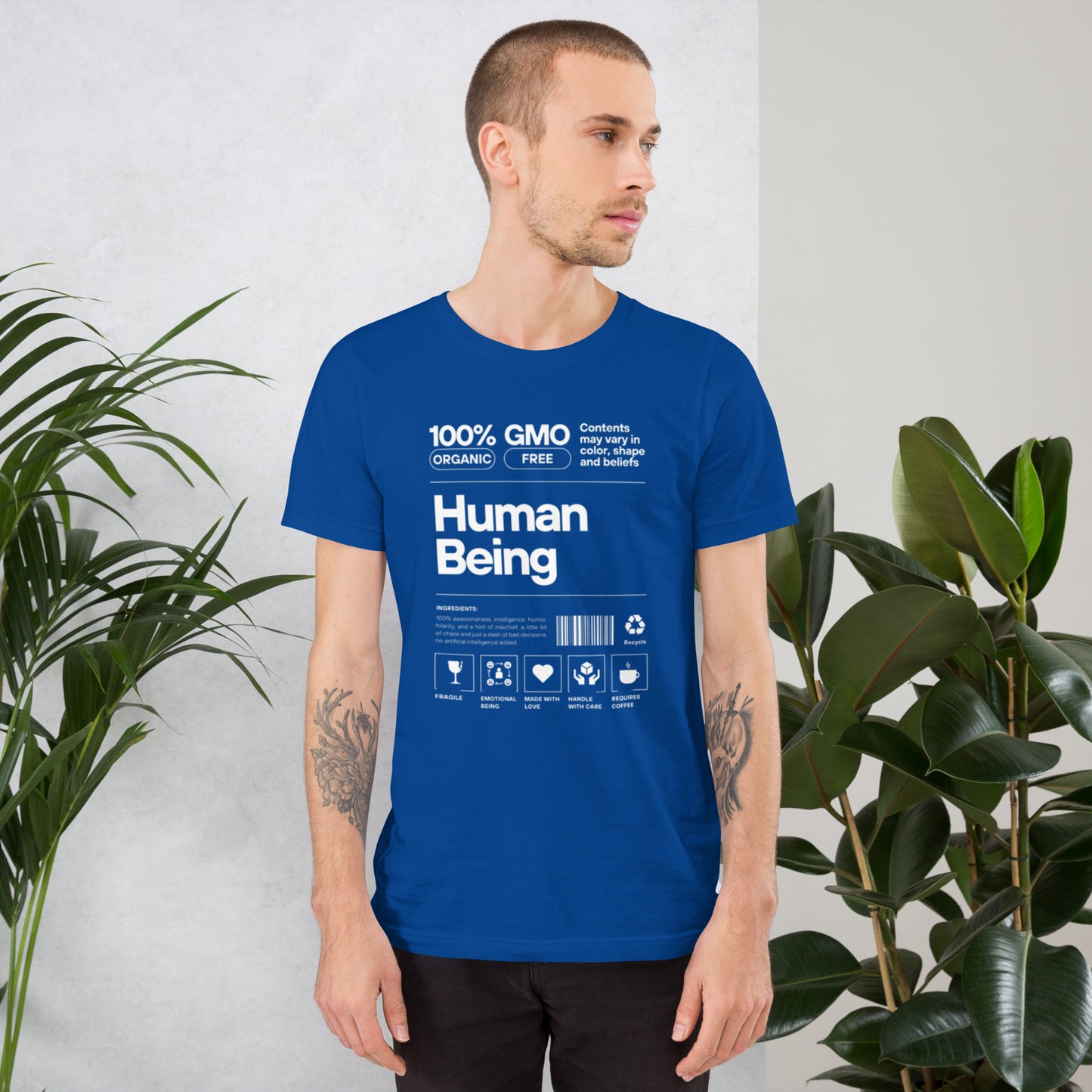 Unisex t-shirt Human Being White text